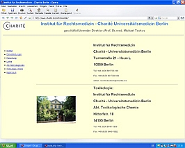 Screenshot Charité - Rechtsmedizin
